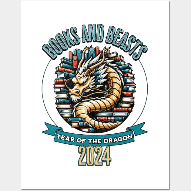 Books And Beasts - Year of the dragon - 2024 Wall Art by Quirk Print Studios 